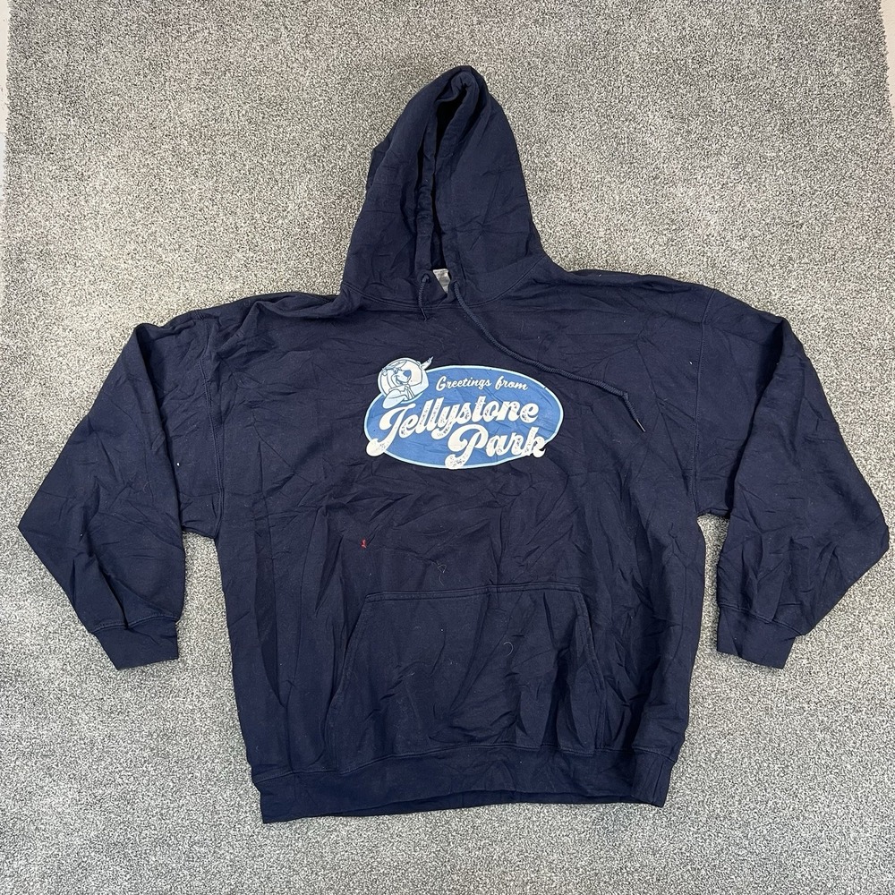 Gildan Yellowstone National Park Jellystone Yogi Bear Hoodie Mens 2XL Navy Blue
